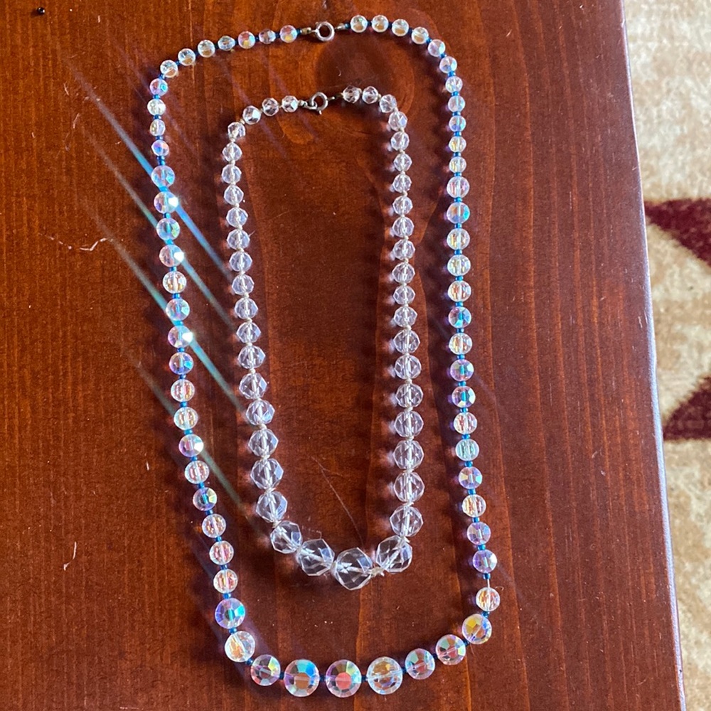 Two vintage cut crystal necklaces